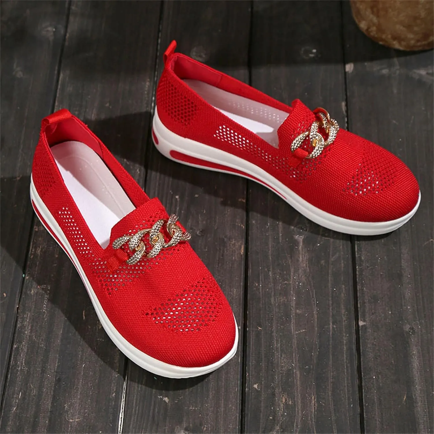 Women Trainer, Ladies Running Shoes Sports Sneakers Casual Mesh Breathable Walking Jogging Shoe Slip On Flat