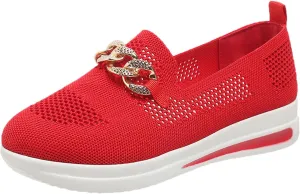 Women Trainer, Ladies Running Shoes Sports Sneakers Casual Mesh Breathable Walking Jogging Shoe Slip On Flat