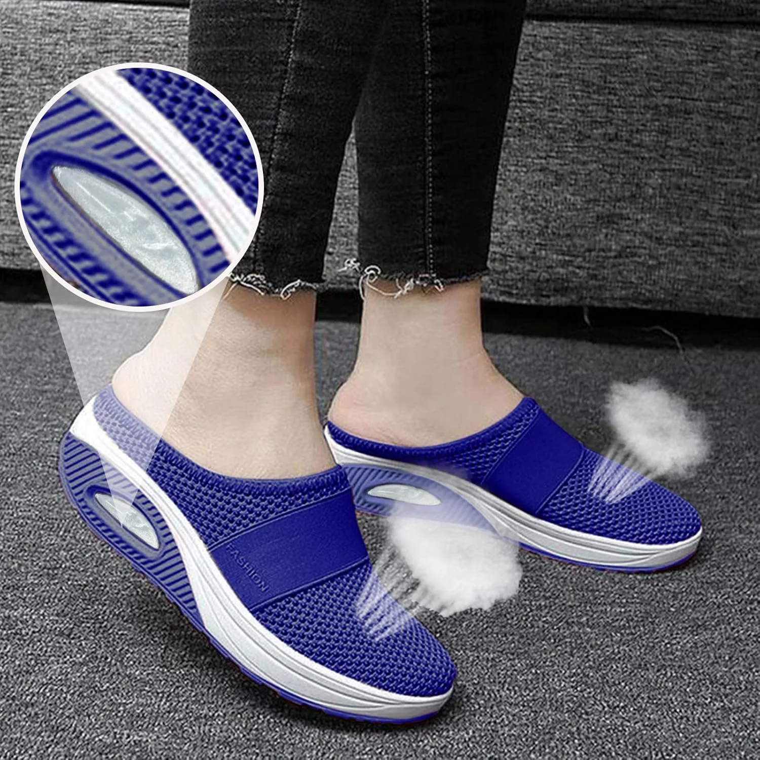 Women's Backless Slip on Mesh Sneakers Shoes Mens Casual Shoes Dressy Black Casual Shoes Waterproof Sneakers White Tennis Shoe Cross Trainer Shoe