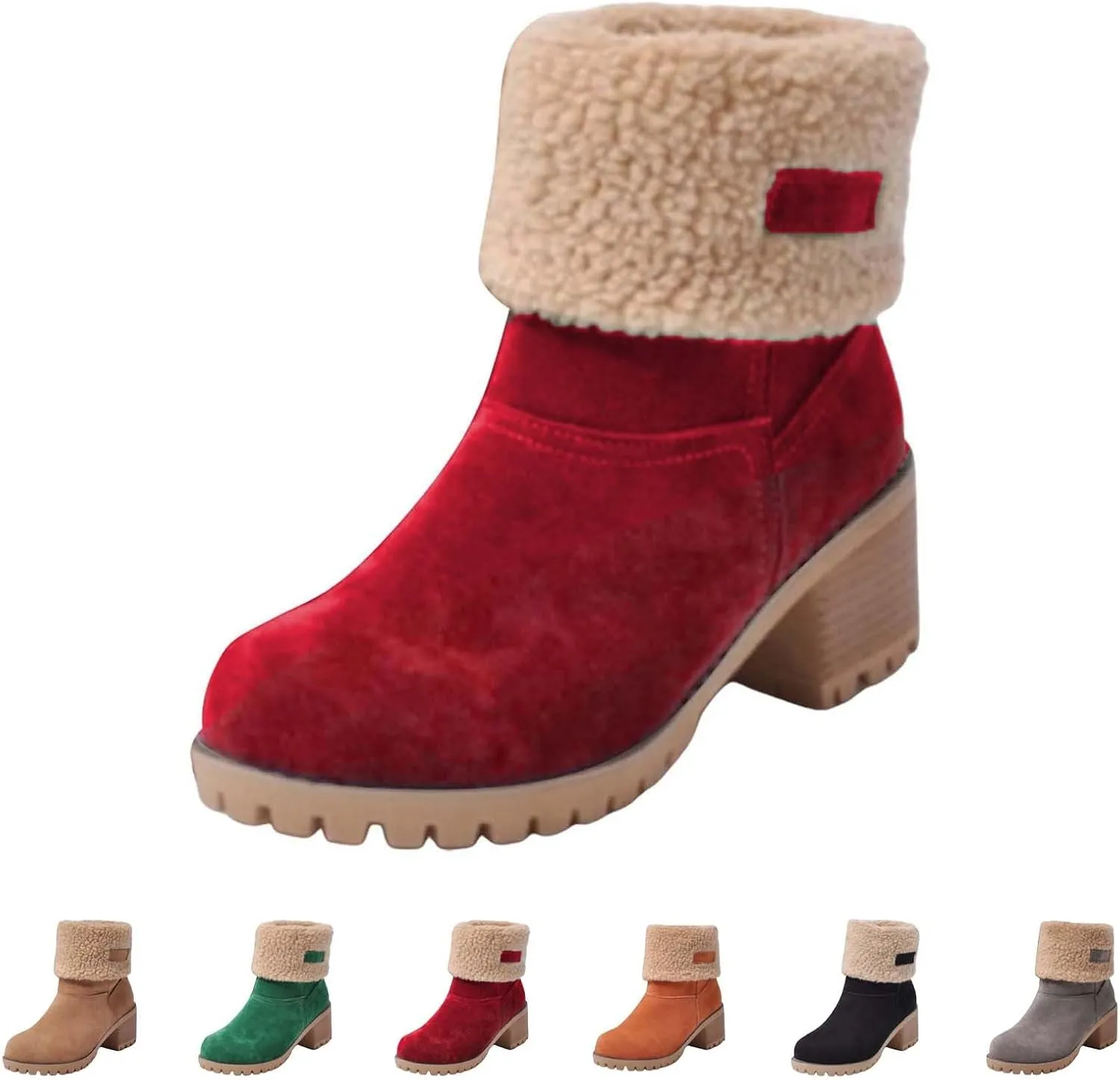 Womens Boots 2024 Winter Warm Snow Boots Ladies Casual Fashion Booties Ankle Boots Womens Mid Calf Boots