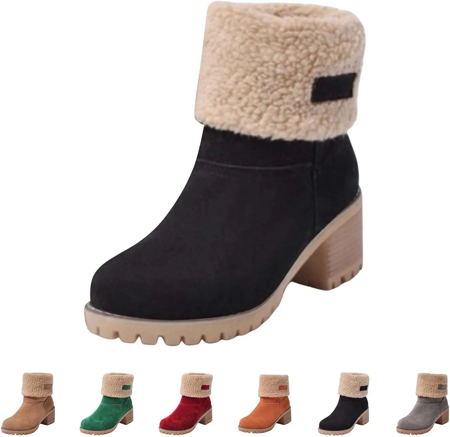 Womens Boots 2024 Winter Warm Snow Boots Ladies Casual Fashion Booties Ankle Boots Womens Mid Calf Boots
