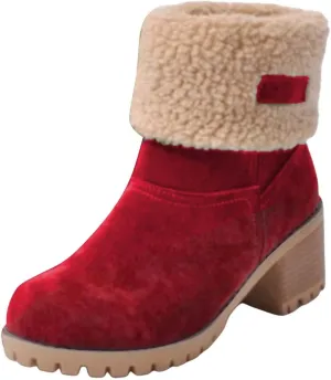Womens Boots 2024 Winter Warm Snow Boots Ladies Casual Fashion Booties Ankle Boots Womens Mid Calf Boots