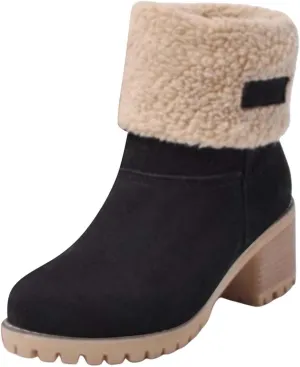 Womens Boots 2024 Winter Warm Snow Boots Ladies Casual Fashion Booties Ankle Boots Womens Mid Calf Boots