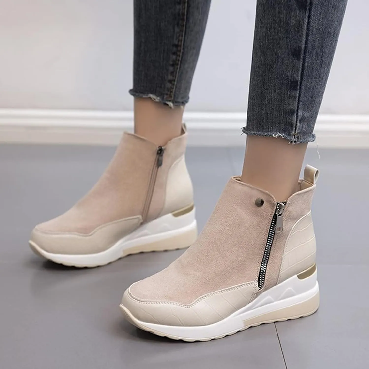 Womens Boots Ankle Women's Boots Botas De Combate Para Mujer Low Booties for Women Womens Ankle Boots Wide toe Box Black Suede Ankle Boots for Women