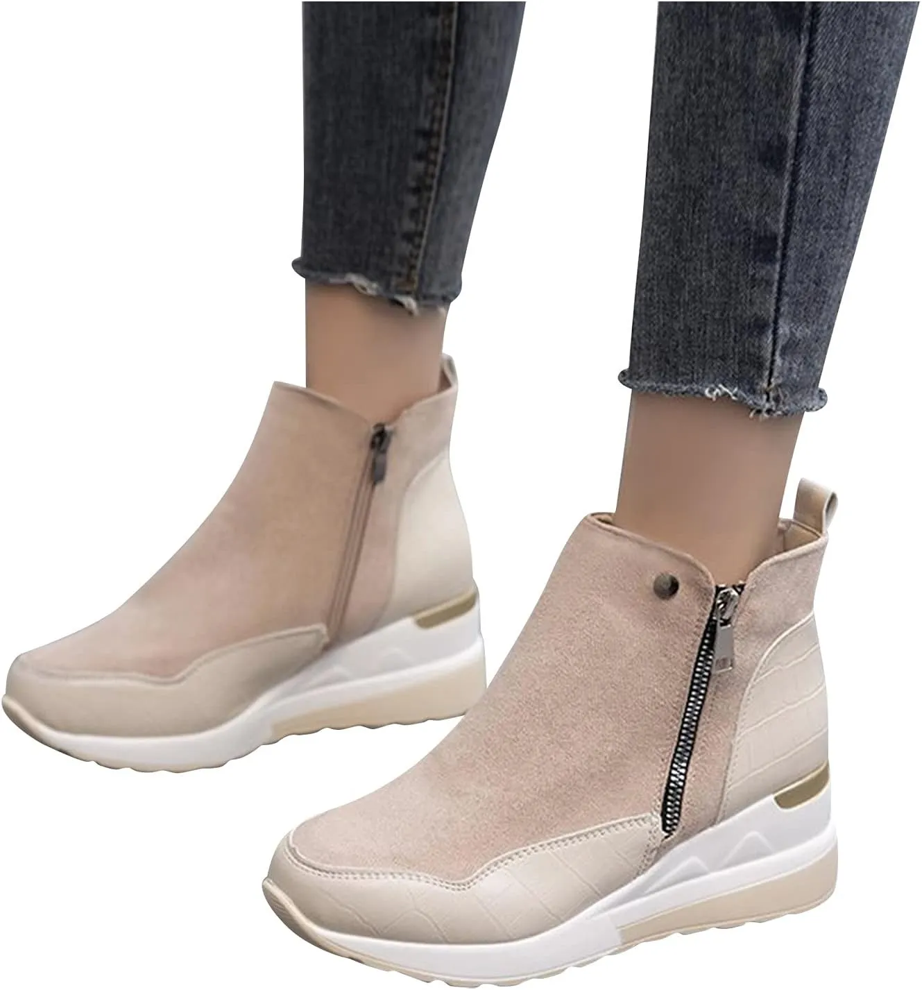 Womens Boots Ankle Women's Boots Botas De Combate Para Mujer Low Booties for Women Womens Ankle Boots Wide toe Box Black Suede Ankle Boots for Women