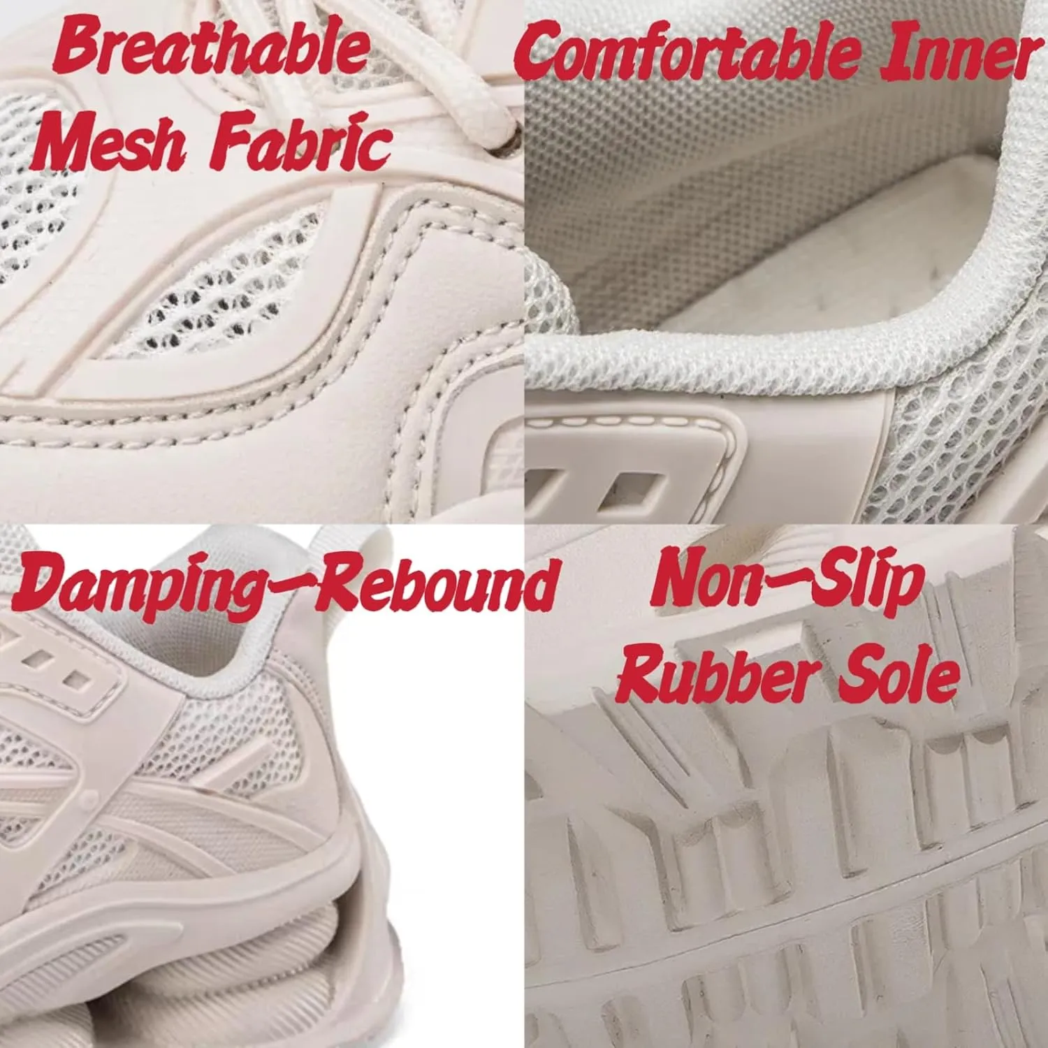 Womens Breathable Leather Lace Up Platform Sneakers Casual Chunky Heels Non-Slip Shock Absorbing Heighten Walking Workout Driving Dad Shoes