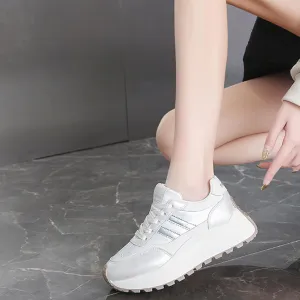 Women's Breathable Platform Sneakers Trainers Spring Summer Thick Bottom Sports Shoes Student Casual Dad Shoes Fashion Lace-up Sports Shoes