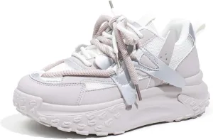 Women's Casual Sneakers Trainers for Autumn/Spring Fashion - Purple Low-top Platform Dad Shoes for Sports/Casual Wear - Lightweight/Breathable,Pink-38