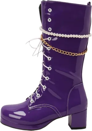 Women's Cowboy Simple Fashion Vintage Boots Pointed Toe Low Heel Side Zipper Knee Boots Womens Leather Boots Knee High Cowboy