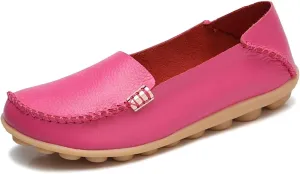Women's Cowhide Casual Slipper Loafers Moccasin Driving Shoes Flat Slip On
