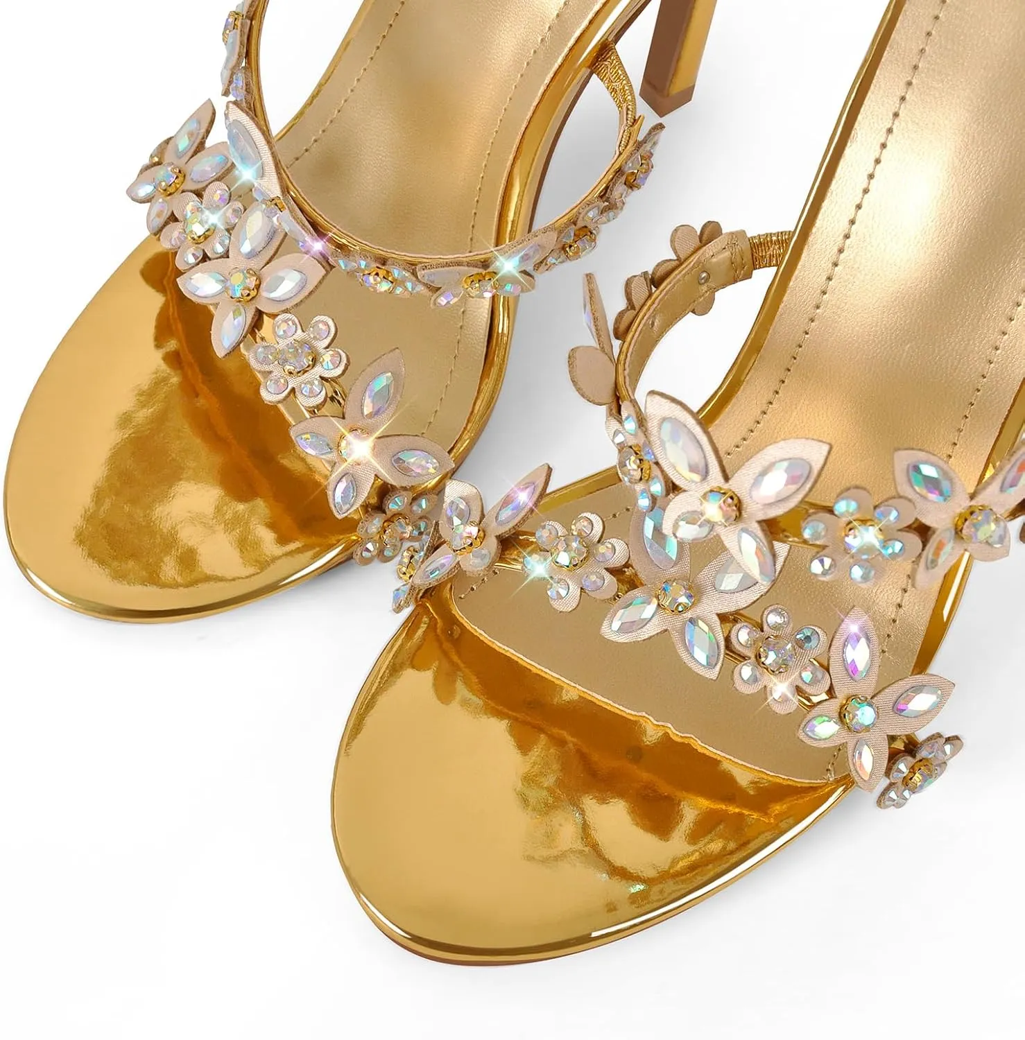 Women's Diamante High Heels Sparkly Spiral Strap Heeled Sandals