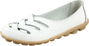 Women's Fashion Leather Single Shoes Slope Heeled Loafers Casual Shoes Women Fashion Leather Walking Sneakers