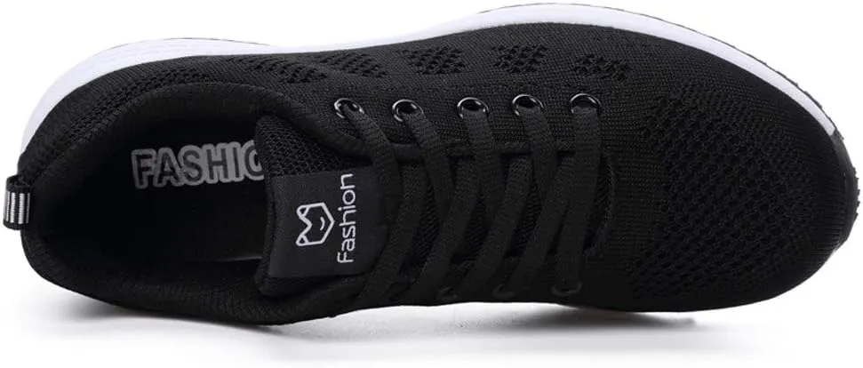 Women's Fashion Sneaker Non Slip Breathable Lightweight Comfortable Lace Up Running Shoes Mens Womens Loafer Shoes Black Platform Sneakers for Women