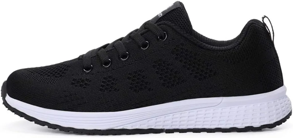 Women's Fashion Sneaker Non Slip Breathable Lightweight Comfortable Lace Up Running Shoes Mens Womens Loafer Shoes Black Platform Sneakers for Women