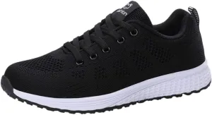 Women's Fashion Sneaker Non Slip Breathable Lightweight Comfortable Lace Up Running Shoes Mens Womens Loafer Shoes Black Platform Sneakers for Women