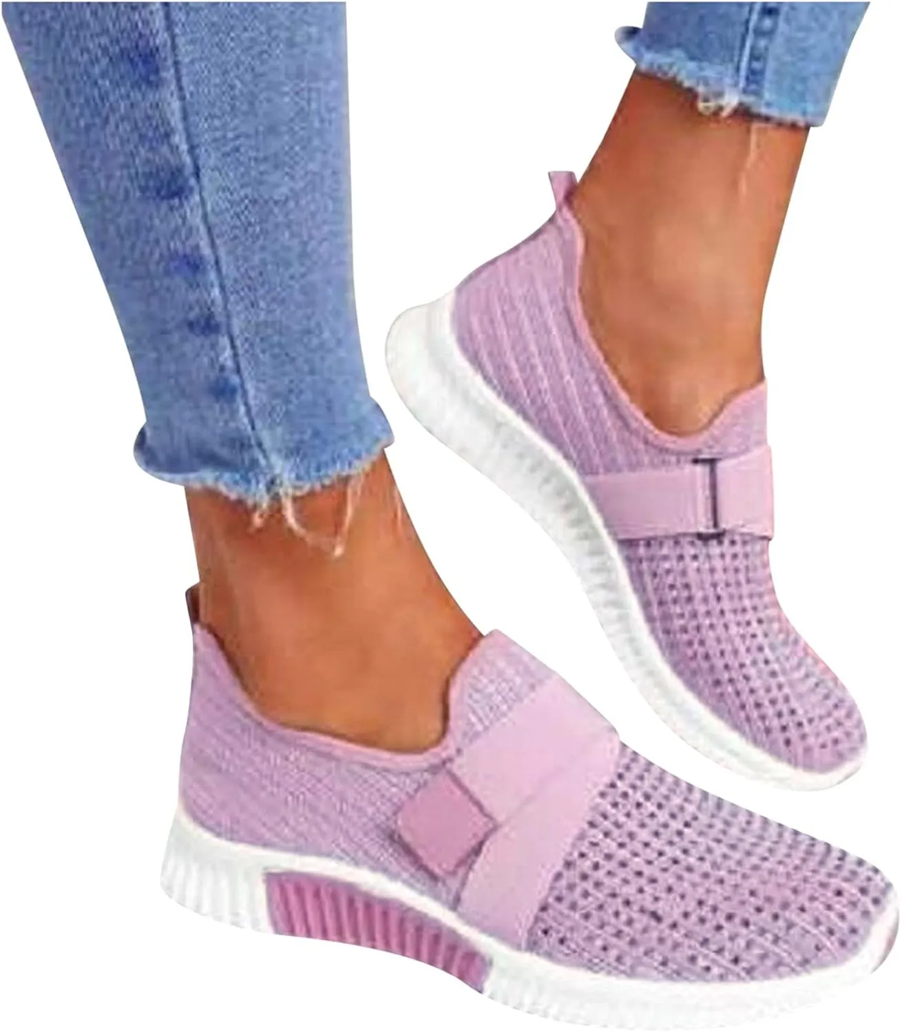 Women's Fashion Sneaker Non Slip Work Wide Comfortable Slip Resistant Work Shoes Trail Running Shoes Men Loafer Canvas Shoes Women Womens White Slip On Sneakers