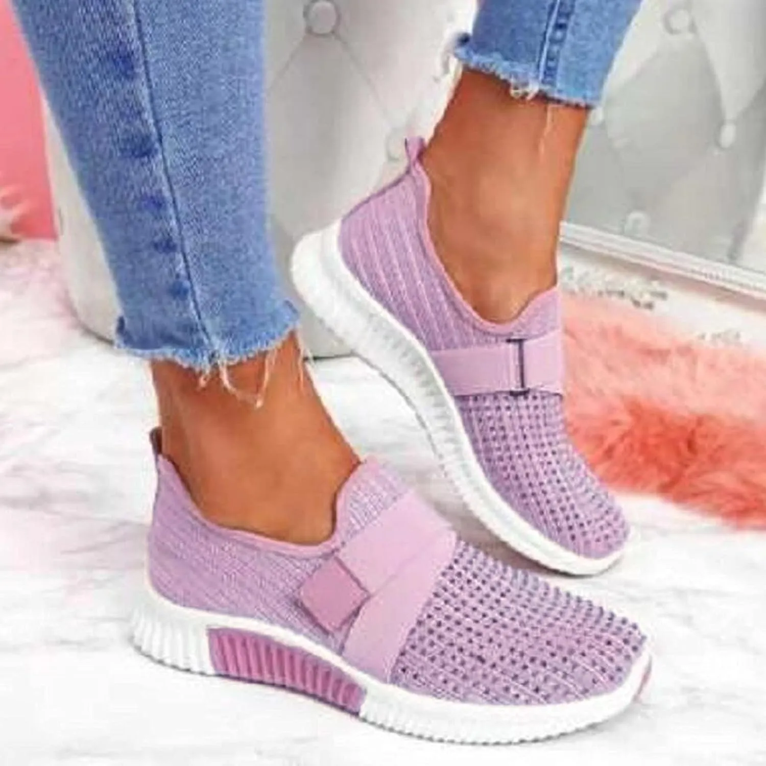 Women's Fashion Sneaker Non Slip Work Wide Comfortable Slip Resistant Work Shoes Trail Running Shoes Men Loafer Canvas Shoes Women Womens White Slip On Sneakers