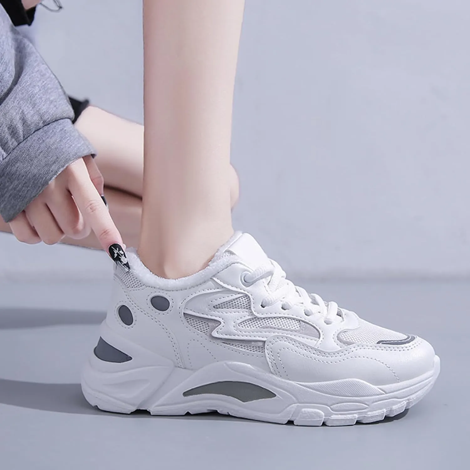 Women's Fashion Sneakers - Comfortable/Breathable Lace-up Casual Trainers with Plush Interior, Lightweight Platform - Perfect for Autumn Sports/Dad Shoes,Normal-36