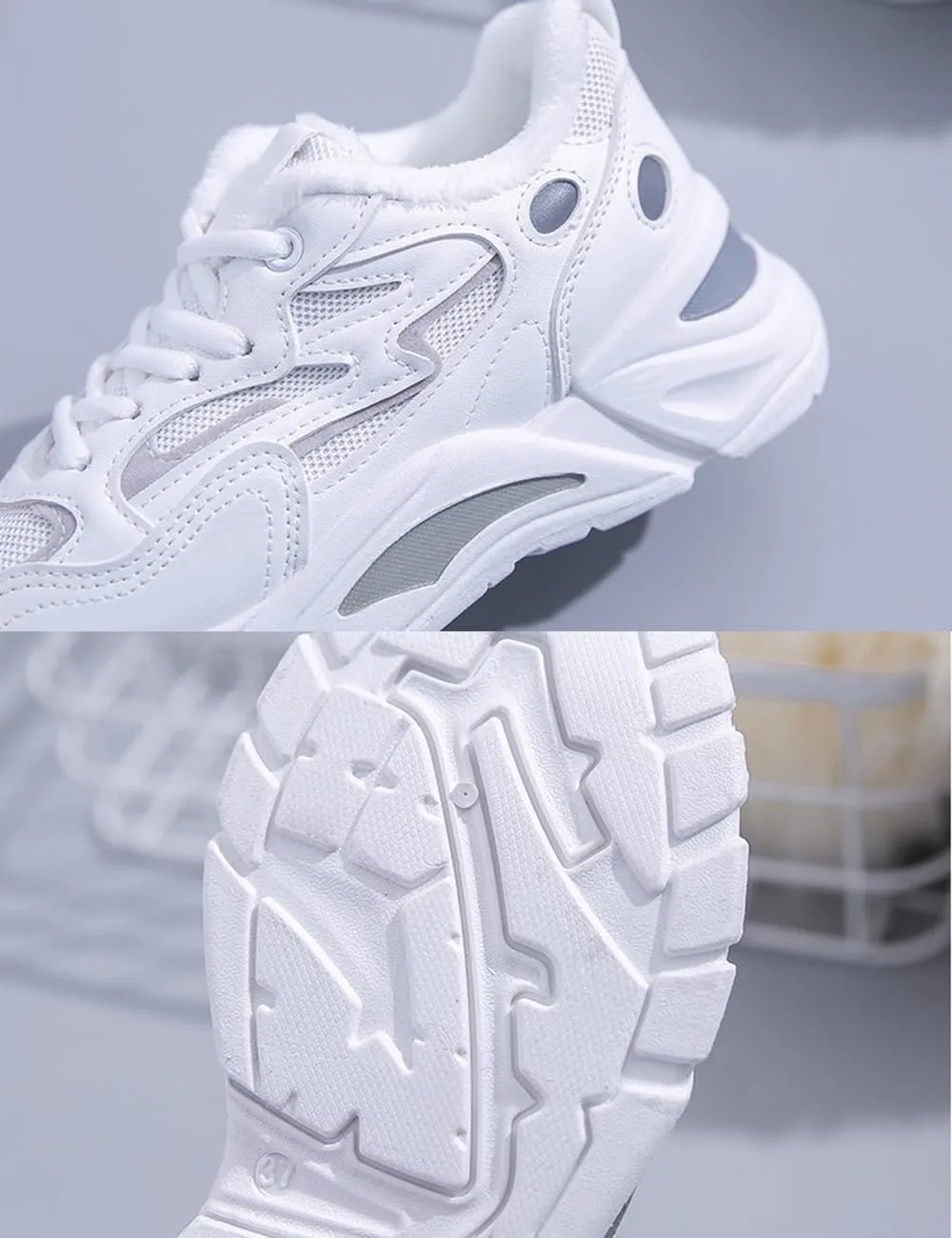 Women's Fashion Sneakers - Comfortable/Breathable Lace-up Casual Trainers with Plush Interior, Lightweight Platform - Perfect for Autumn Sports/Dad Shoes,Normal-36