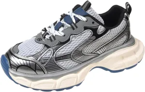 Women's Fashion Sneakers Couple Dad Shoes - Casual Vintage Trainers with Breathable Oxford and Platform, Versatile Lace Up for Autumn,Blue-38