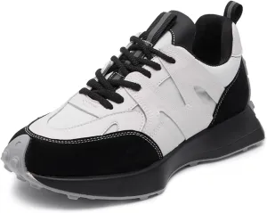 Women's Fashion Sneakers Trainers Casual Breathable Lace Up Platform Oxford - Slimming Dad Shoes for Trendy Autumn Sports,Black-36