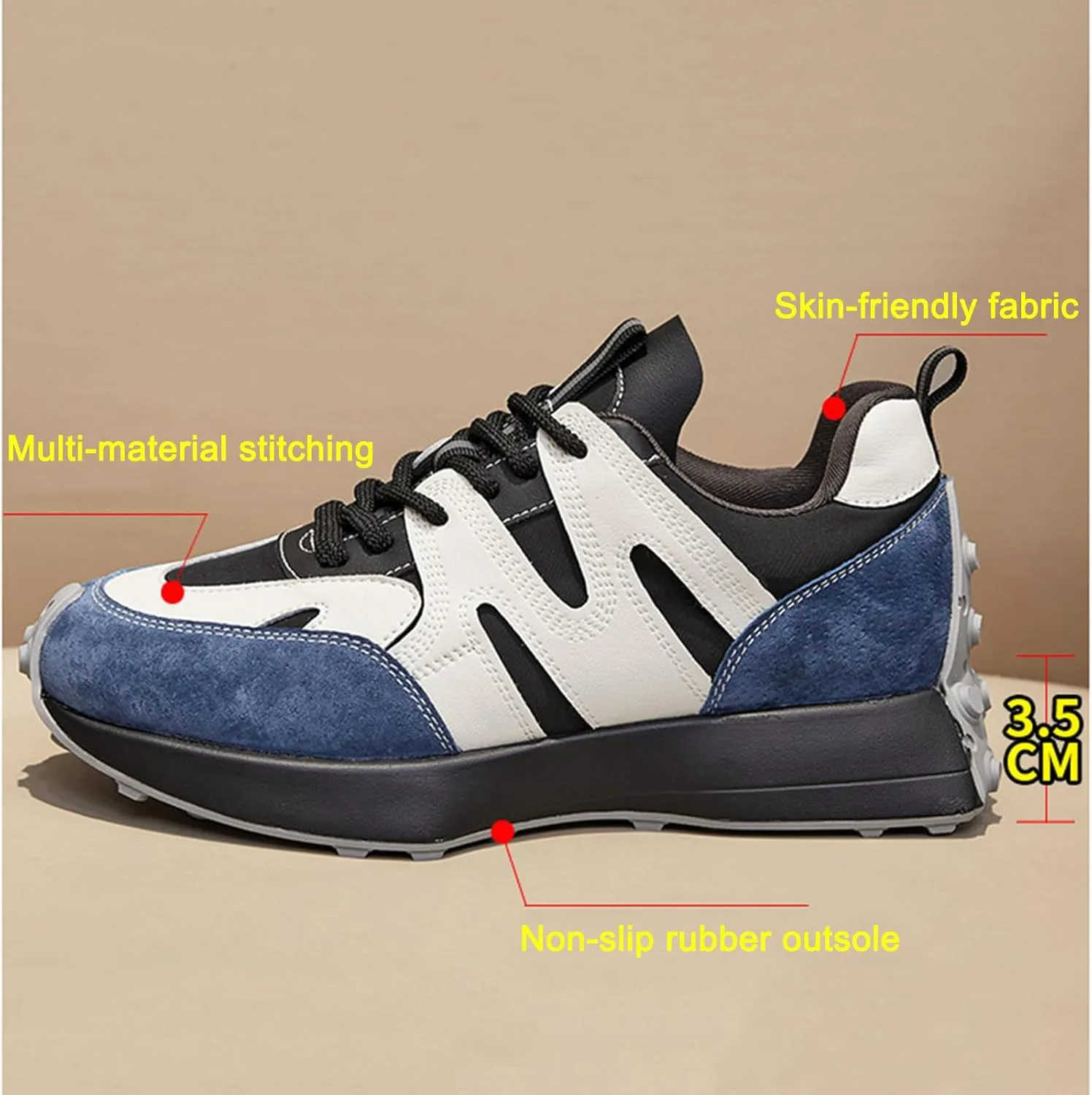 Women's Fashion Sneakers Trainers Casual Breathable Lace Up Platform Oxford - Slimming Dad Shoes for Trendy Autumn Sports,Black-36