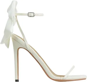 Women's Heels Satin Bow Open Toe Ankle Strap High Heels Wedding Party Dress Shoes Slingback Stilettos Sexy Square Toe Strappy High Heels Sandals