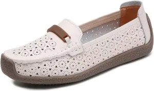 Women's Leather Shoes Loafers Flats Sandals Slip-On Cutout