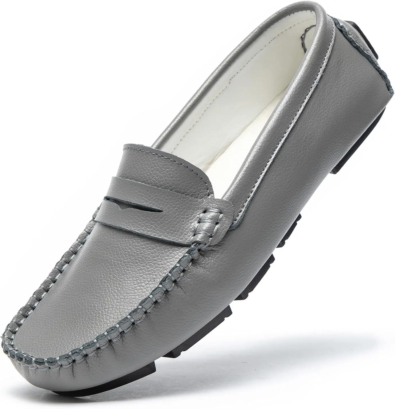 Women's Penny Loafers Leather Slip-on Flats Shoes Classic Casual Driving Shoes