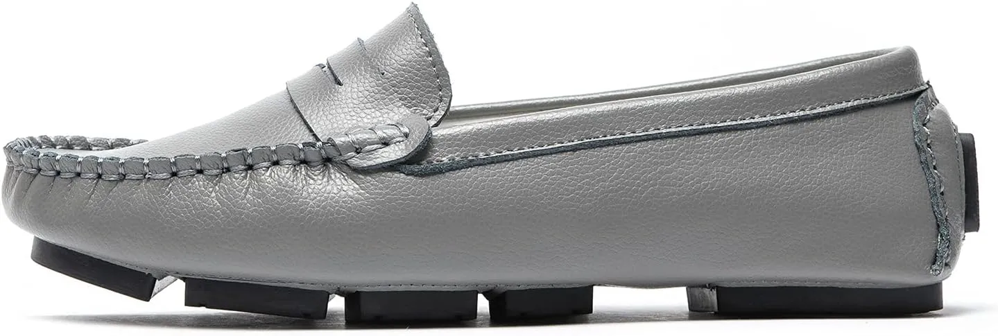 Women's Penny Loafers Leather Slip-on Flats Shoes Classic Casual Driving Shoes