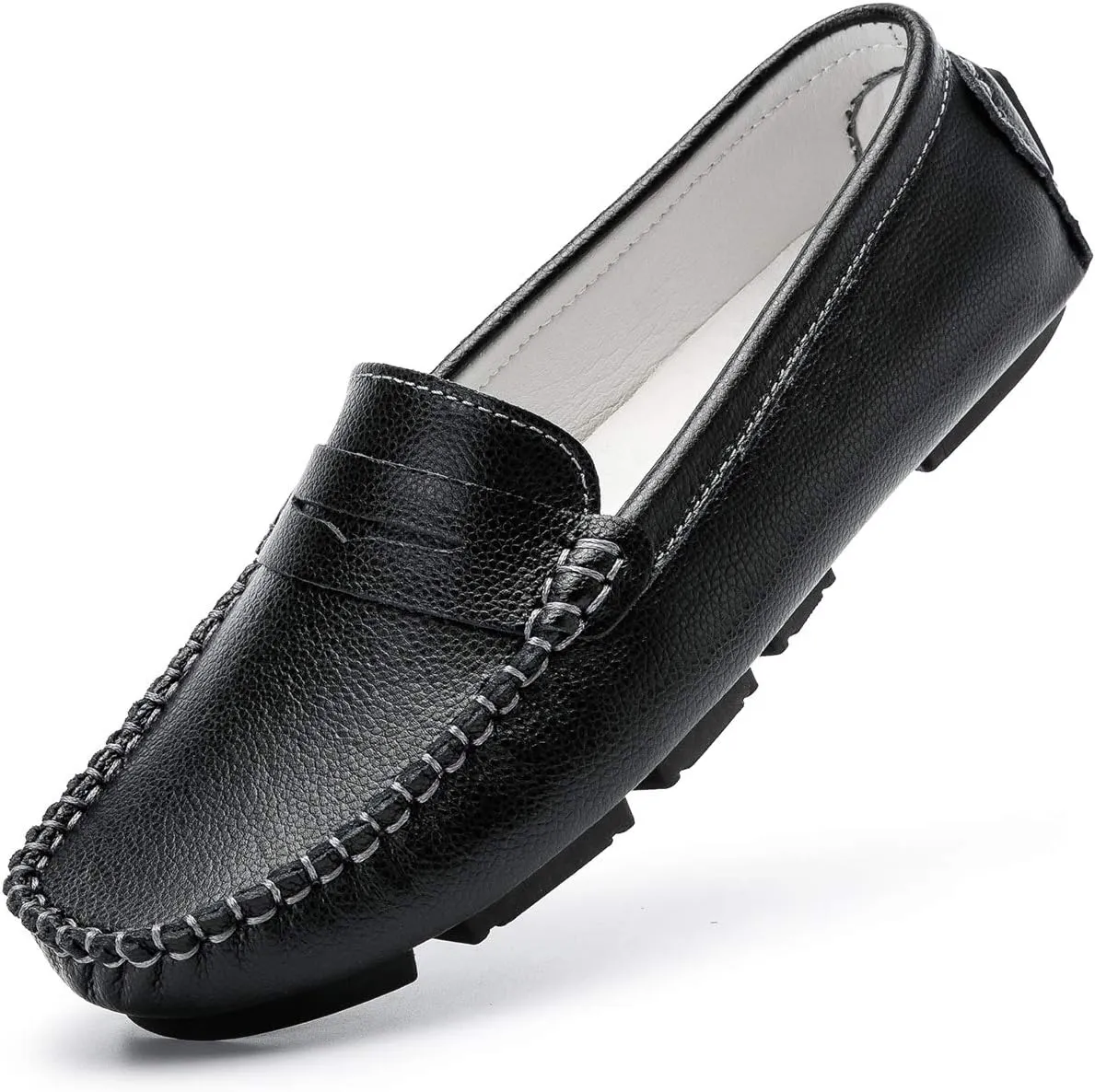 Women's Penny Loafers Leather Slip-on Flats Shoes Classic Casual Driving Shoes
