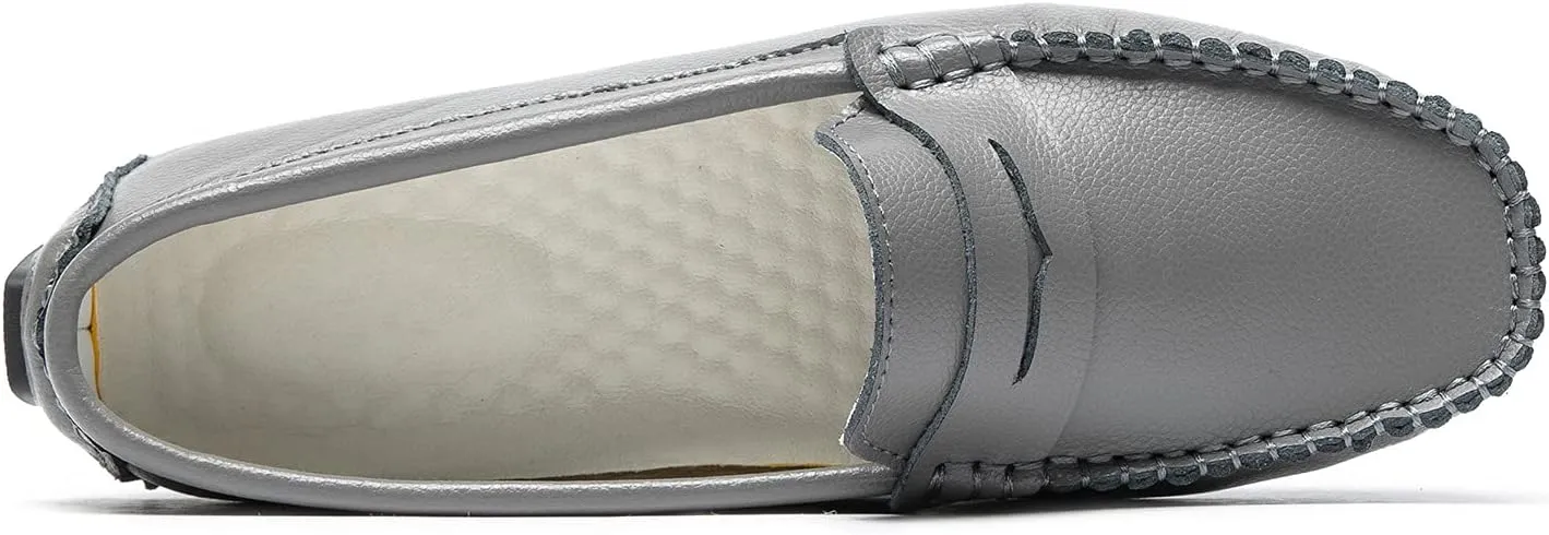 Women's Penny Loafers Leather Slip-on Flats Shoes Classic Casual Driving Shoes