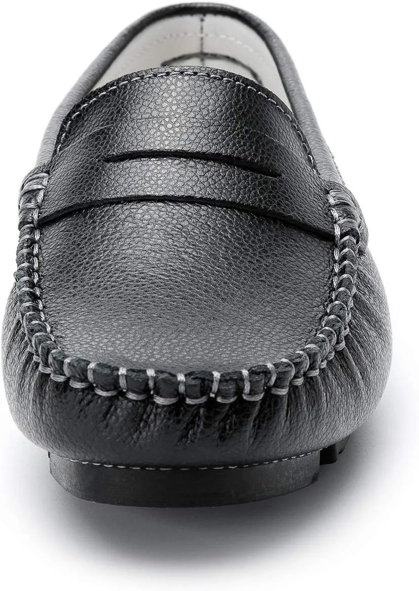 Women's Penny Loafers Leather Slip-on Flats Shoes Classic Casual Driving Shoes