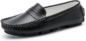 Women's Penny Loafers Leather Slip-on Flats Shoes Classic Casual Driving Shoes