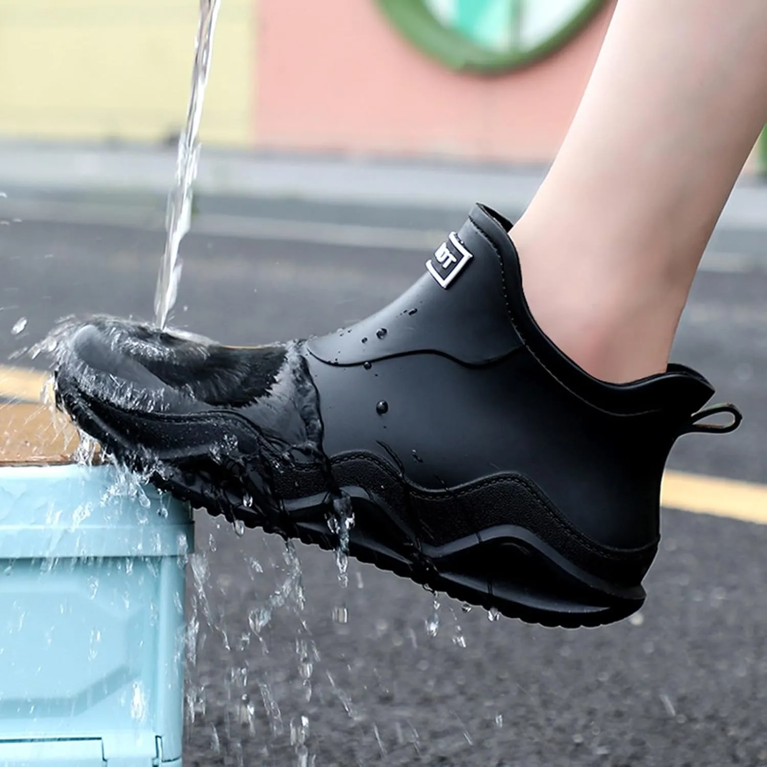 Womens Rain Boots Wide Width Mens Grounded Footwear Women's Black Booties Heels Barefoot Shoes Mens Rain Boots Slip On Non-Slip Rubber Waterproof Mens Boots Casual