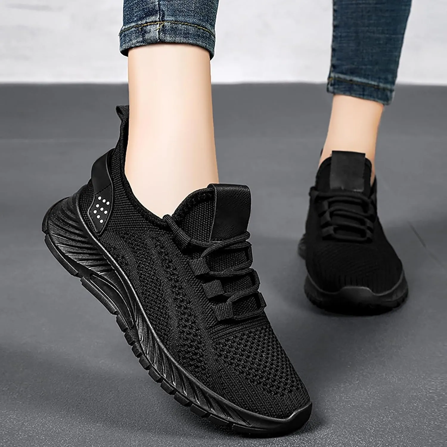 Womens Shoes Dressy Casual Fashion Sneakers for Women 2024 Black Loafers Women Platform Lightweight Cute Round Toe Christmas Canvas Shoes Women Round Toe Slip On Casual