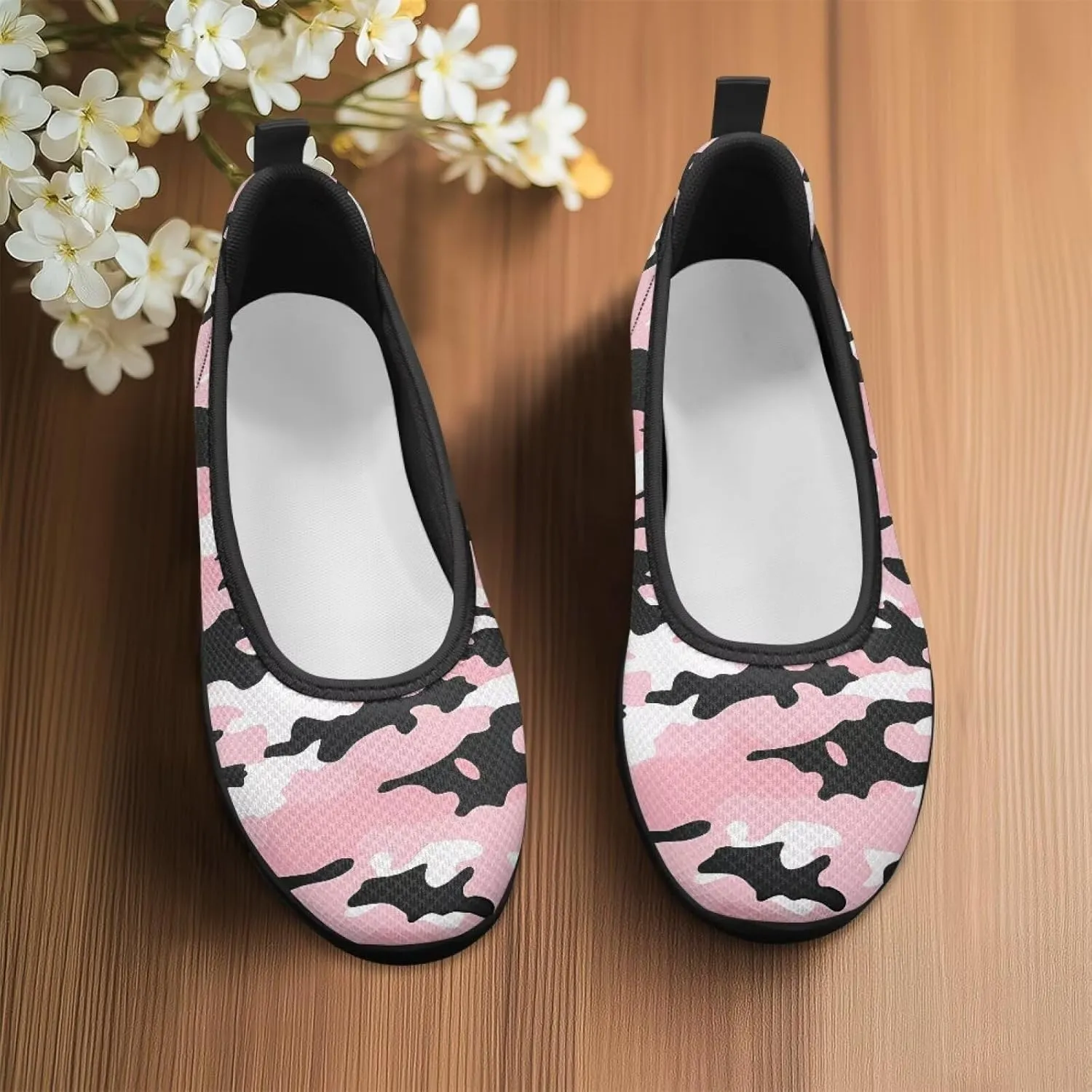 Women's Slip on Loafer Shoes Mesh Casual Ballet Flat Walking Sneakers Knit Round Toe Casual Shoes