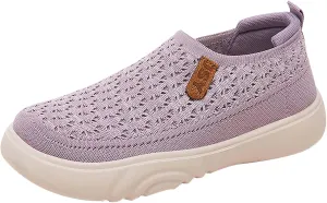 Women's Soft Orthopedic Shoes Breathable Woven Go Walking Slip On Foam Shoes Arch Support Hands Slip in Chunky Wedge