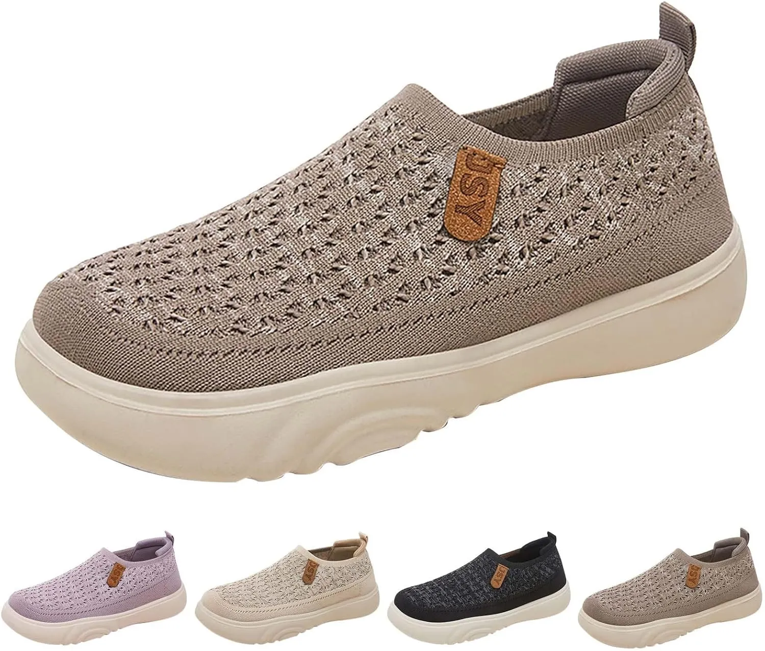 Women's Soft Orthopedic Shoes Breathable Woven Go Walking Slip On Foam Shoes Arch Support Hands Slip in Chunky Wedge