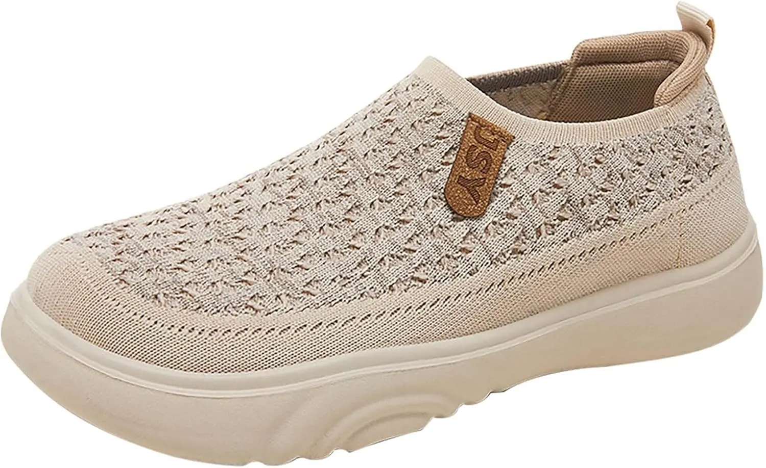 Women's Soft Orthopedic Shoes Breathable Woven Go Walking Slip On Foam Shoes Arch Support Hands Slip in Chunky Wedge