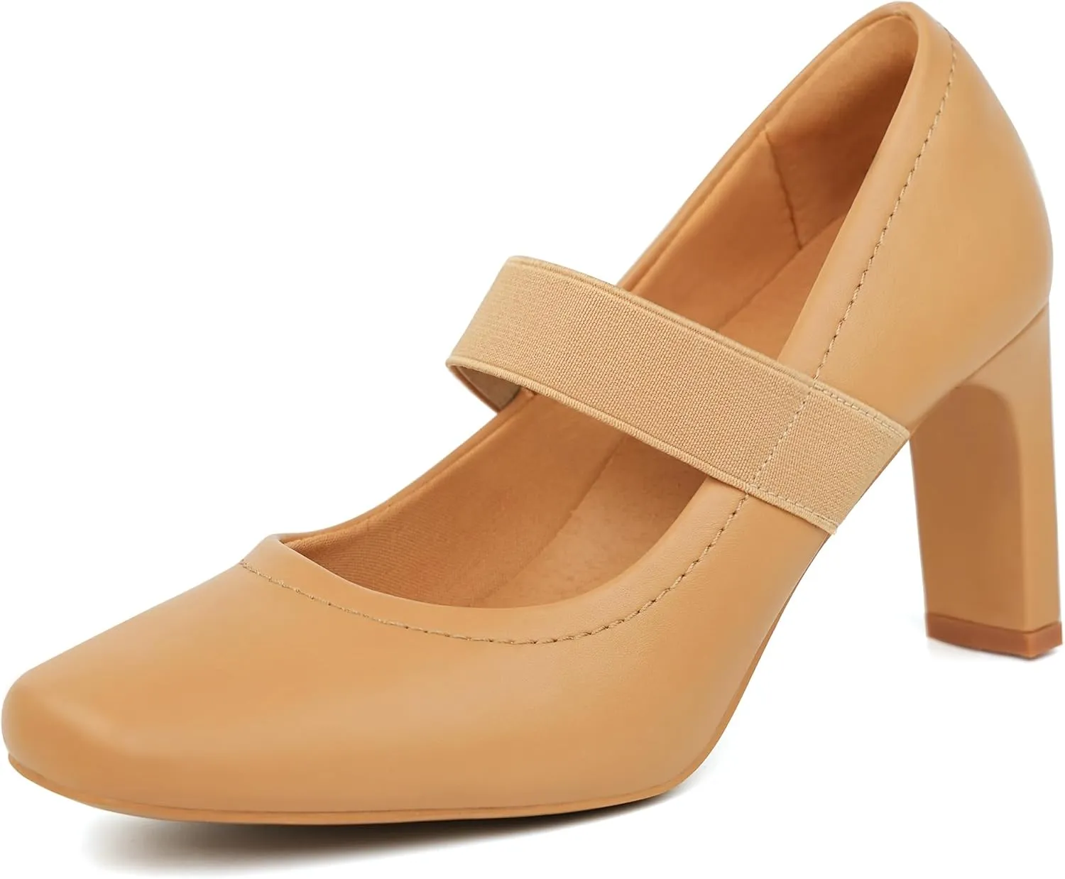 Womens Square Toe Mary Janes High Heels Dress Shoes