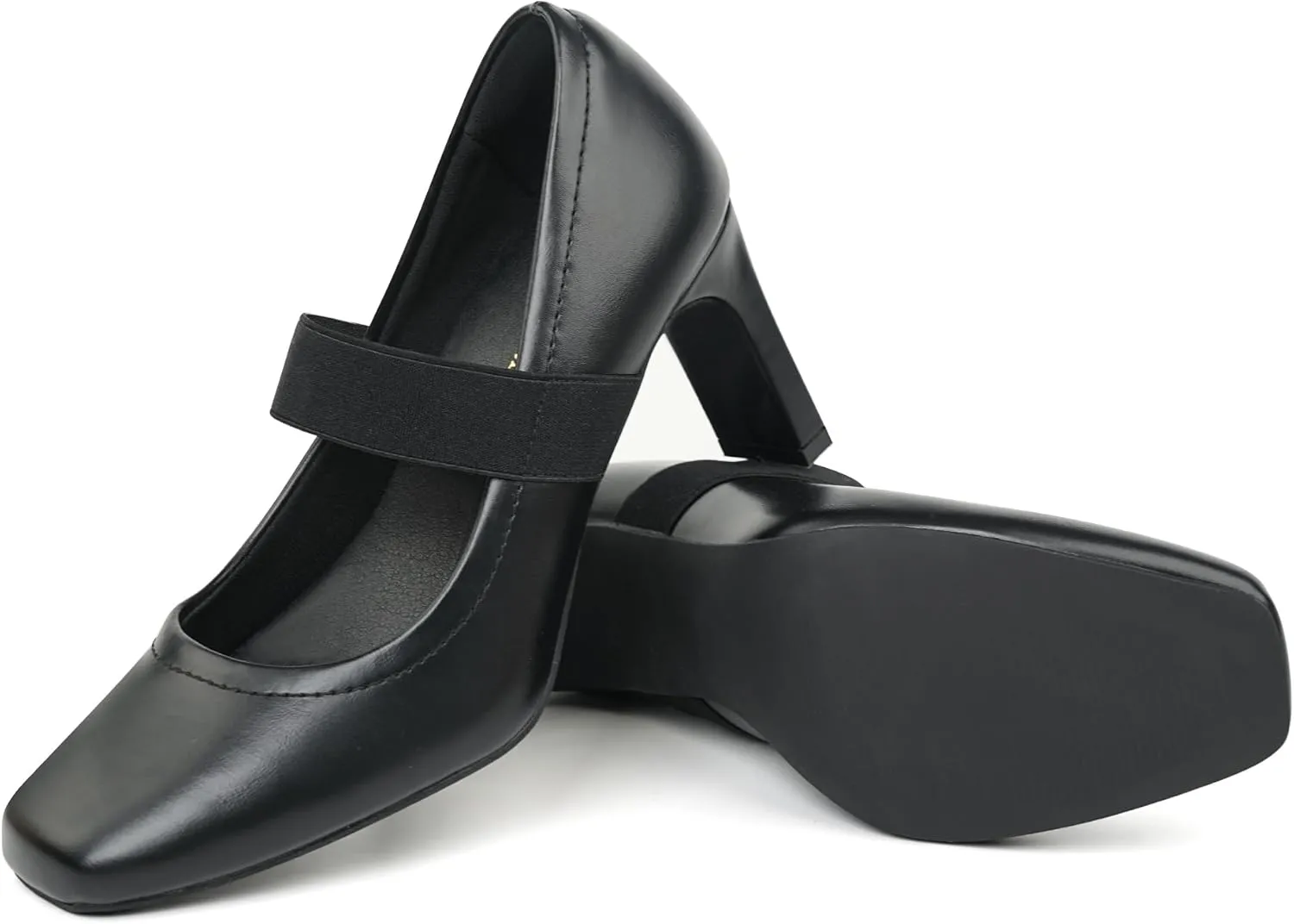 Womens Square Toe Mary Janes High Heels Dress Shoes
