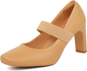 Womens Square Toe Mary Janes High Heels Dress Shoes