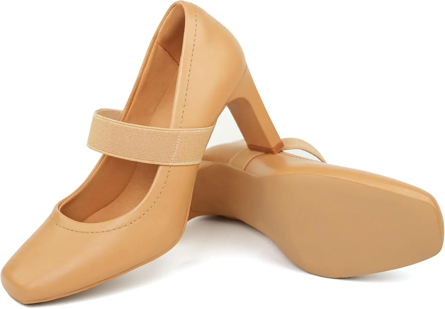 Womens Square Toe Mary Janes High Heels Dress Shoes