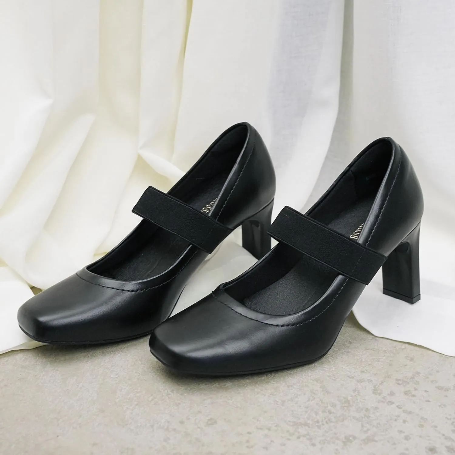 Womens Square Toe Mary Janes High Heels Dress Shoes