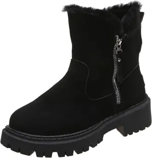 Womens Warm Fur Lined Winter Snow Boots Cosy Women's Leather Boots Real Wool Winter Boots for Ultimate Comfort