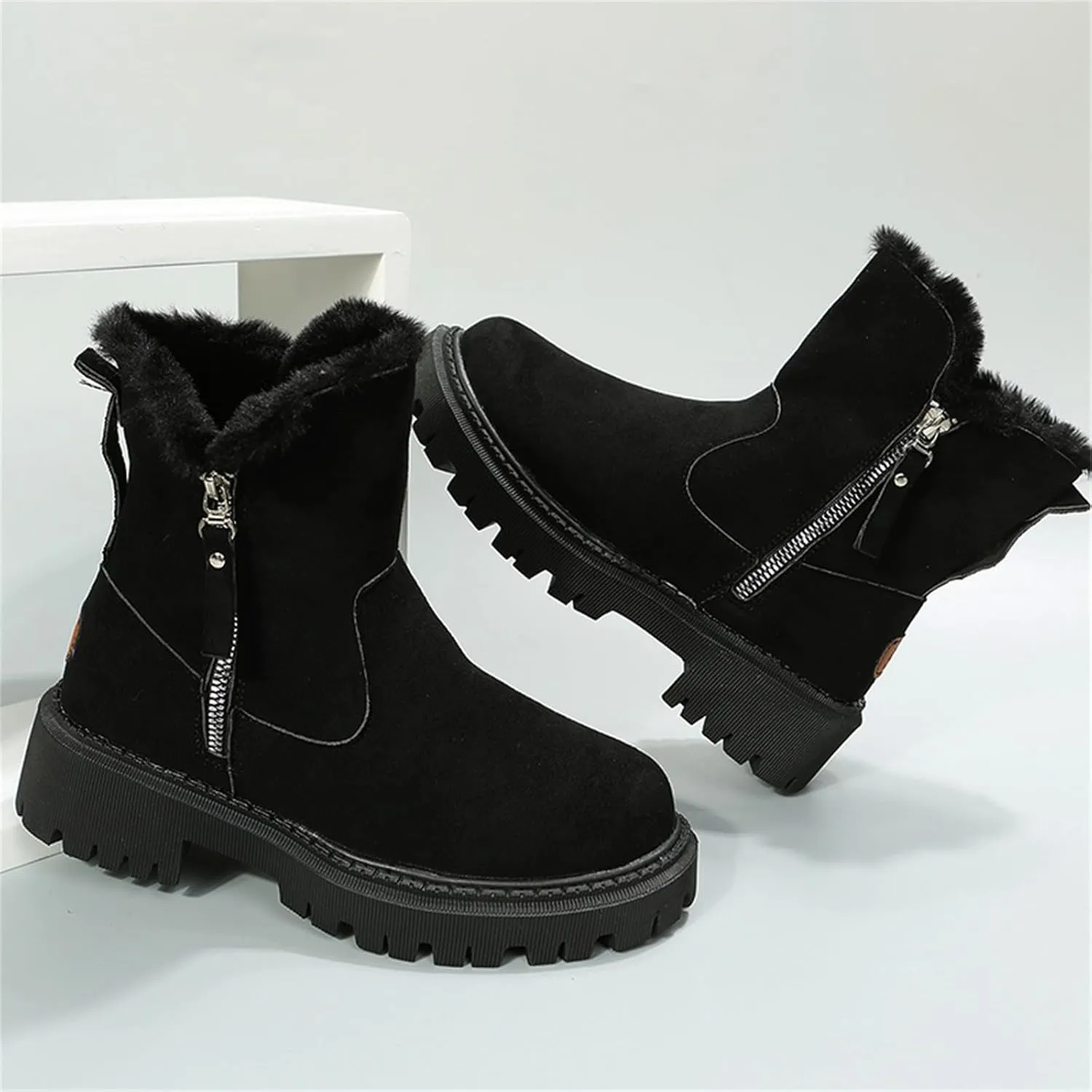 Womens Warm Fur Lined Winter Snow Boots Cosy Women's Leather Boots Real Wool Winter Boots for Ultimate Comfort