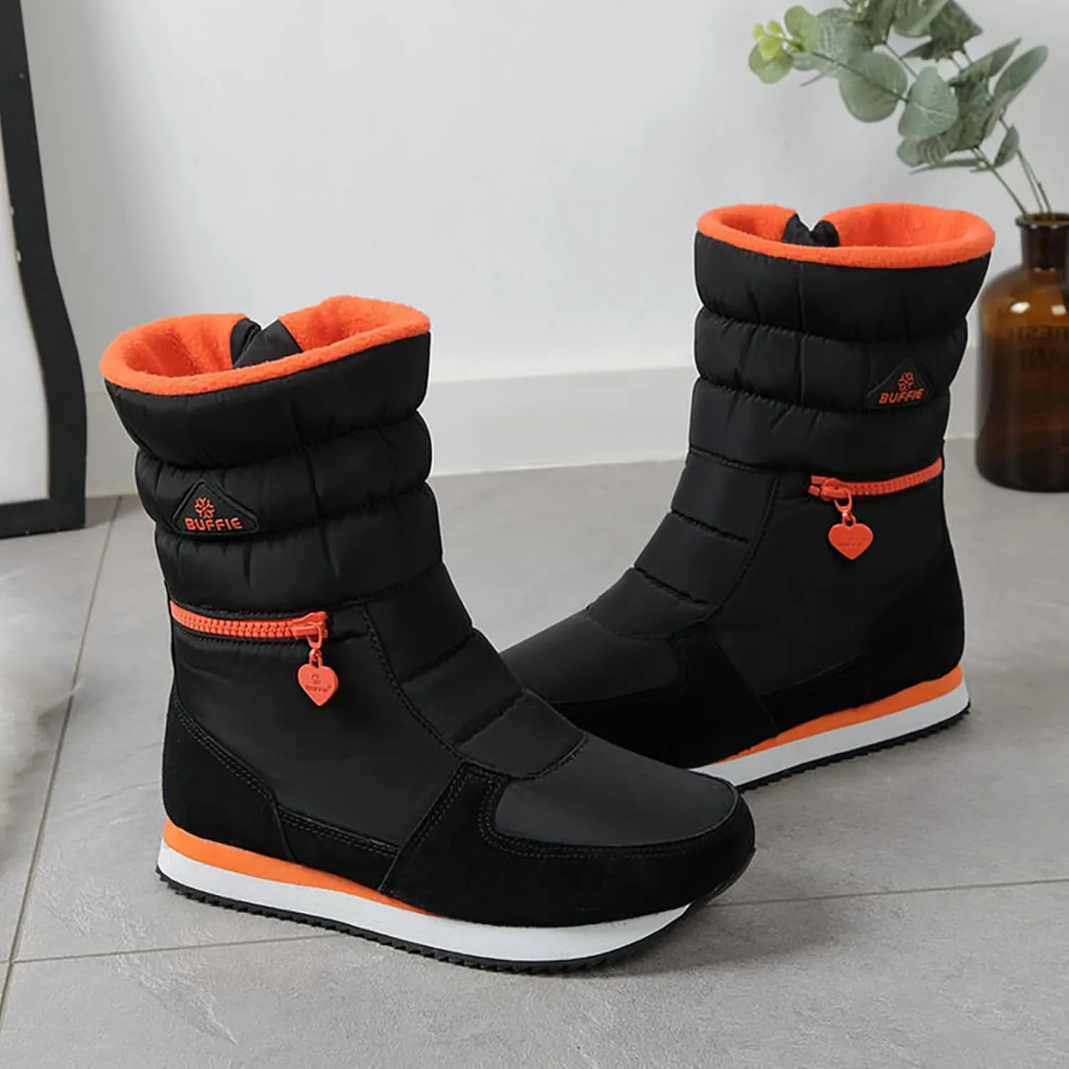 Women's Waterproof Winter Snow Boots Lightweight Warm Faux Fur Lined Mid-Calf Booties Lightweight Warm WaterProof Thermal