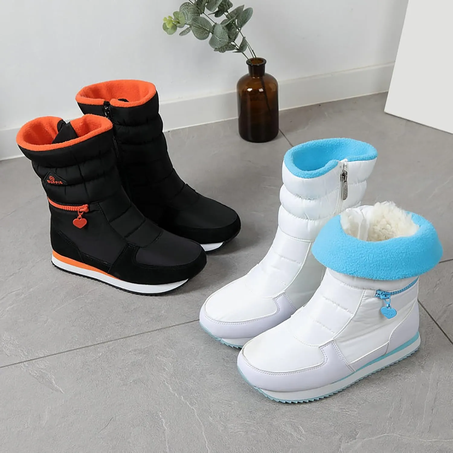 Women's Waterproof Winter Snow Boots Lightweight Warm Faux Fur Lined Mid-Calf Booties Lightweight Warm WaterProof Thermal