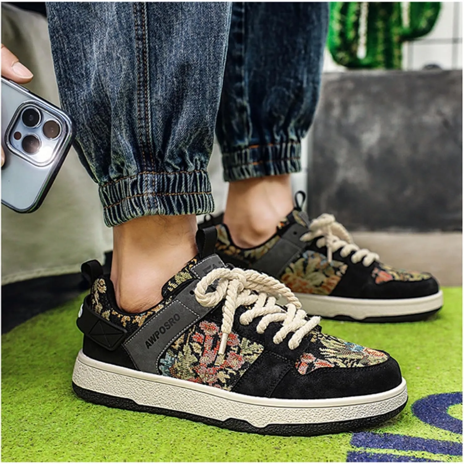 Y2K Retro Sneakers Premium Synthetic PU Leather Skate Shoes for Women Daily Wear with Unique Glow-in-The-Dark Design